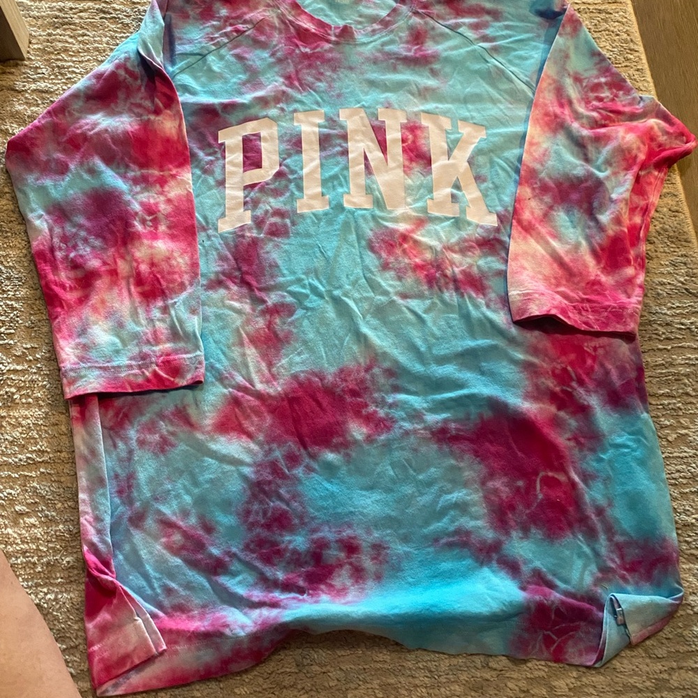 PINK Victoria's Secret Tie-Dye Pullover in Blue and Pink